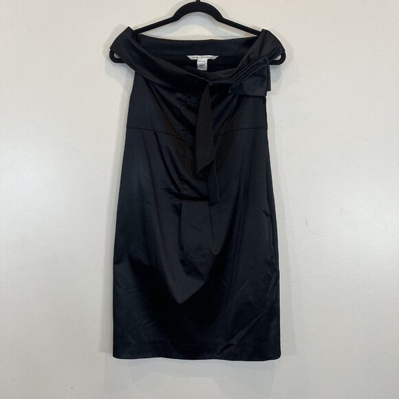 Diane von Furstenberg Dresses & Skirts - Diane von Furstenberg Black Satin Off Shoulder Cocktail Dress 2